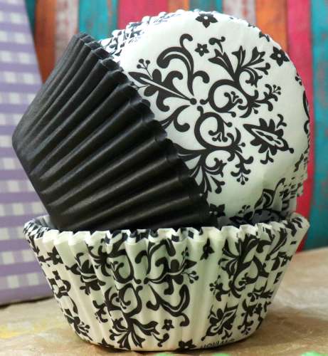 Black Damask Cupcake Papers - Click Image to Close